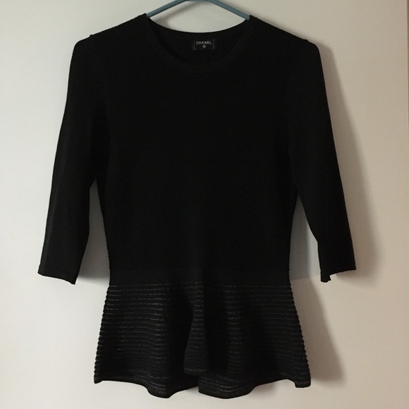 Genuine CHANEL Black Peplum Sweater S/M - Picture 1 of 6